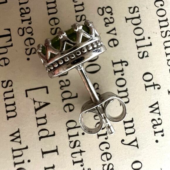 NEW Sterling Silver 925 Green Peridot Oval Necklace & Stud Earring Jewelry Set - Picture 7 of 9